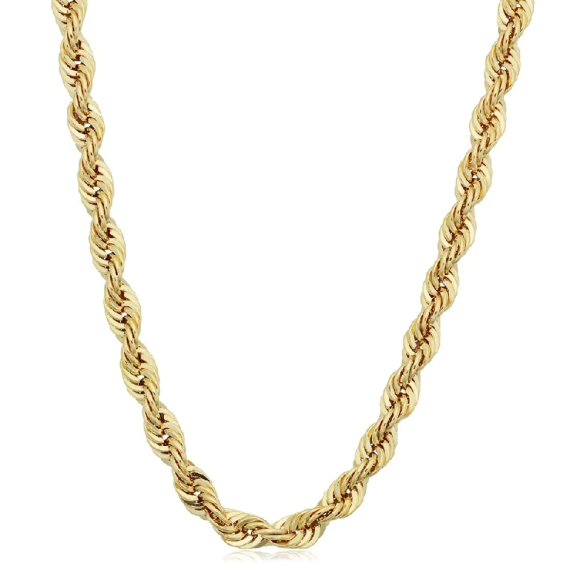 14k Yellow Gold 5 millimeter Rope Chain Necklace For Men (20 - 30 inches)