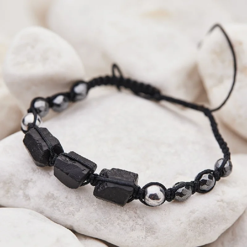 Tiny stack bangles-Natural Black Tourmaline Protection Bracelet