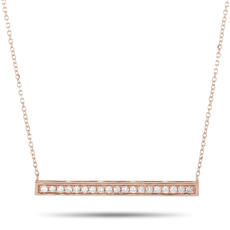 Rose Gold 0.25ct Diamond Bar Necklace ANK-15813R Length 15 Inch